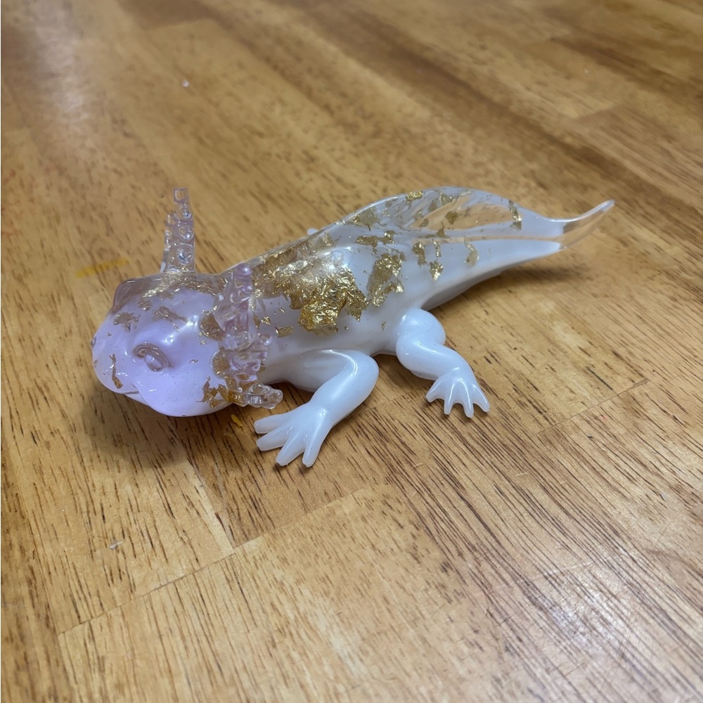 Handmade White and Gold Axylotyl Figurine